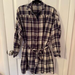 ATM Anthony Thomas Melillo Blue Plaid Shirt Dress Size Small